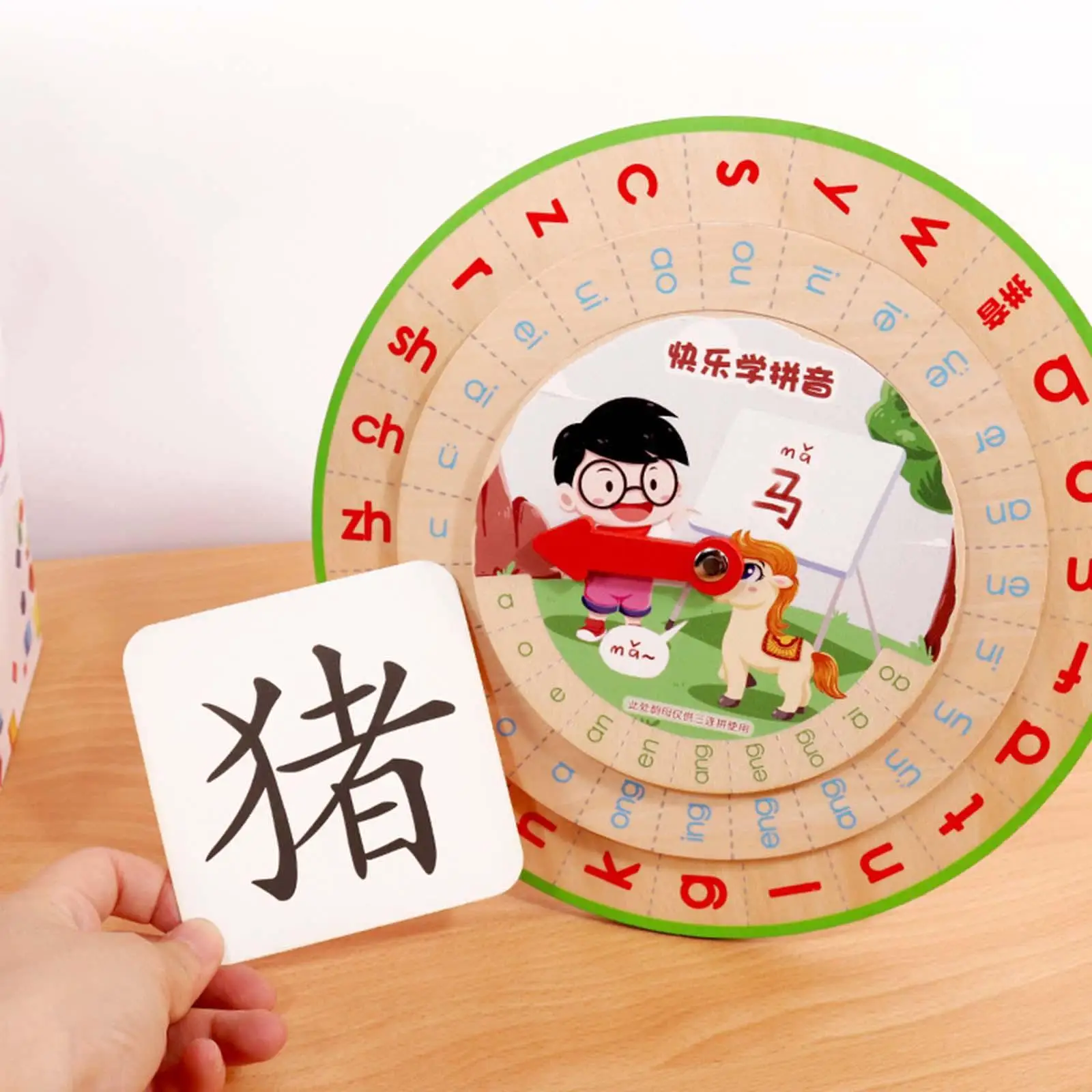 Wooden Chinese Language Learning Words Spelling Education Learning Alphabets, Speak, and Spell for Children Educational Playset