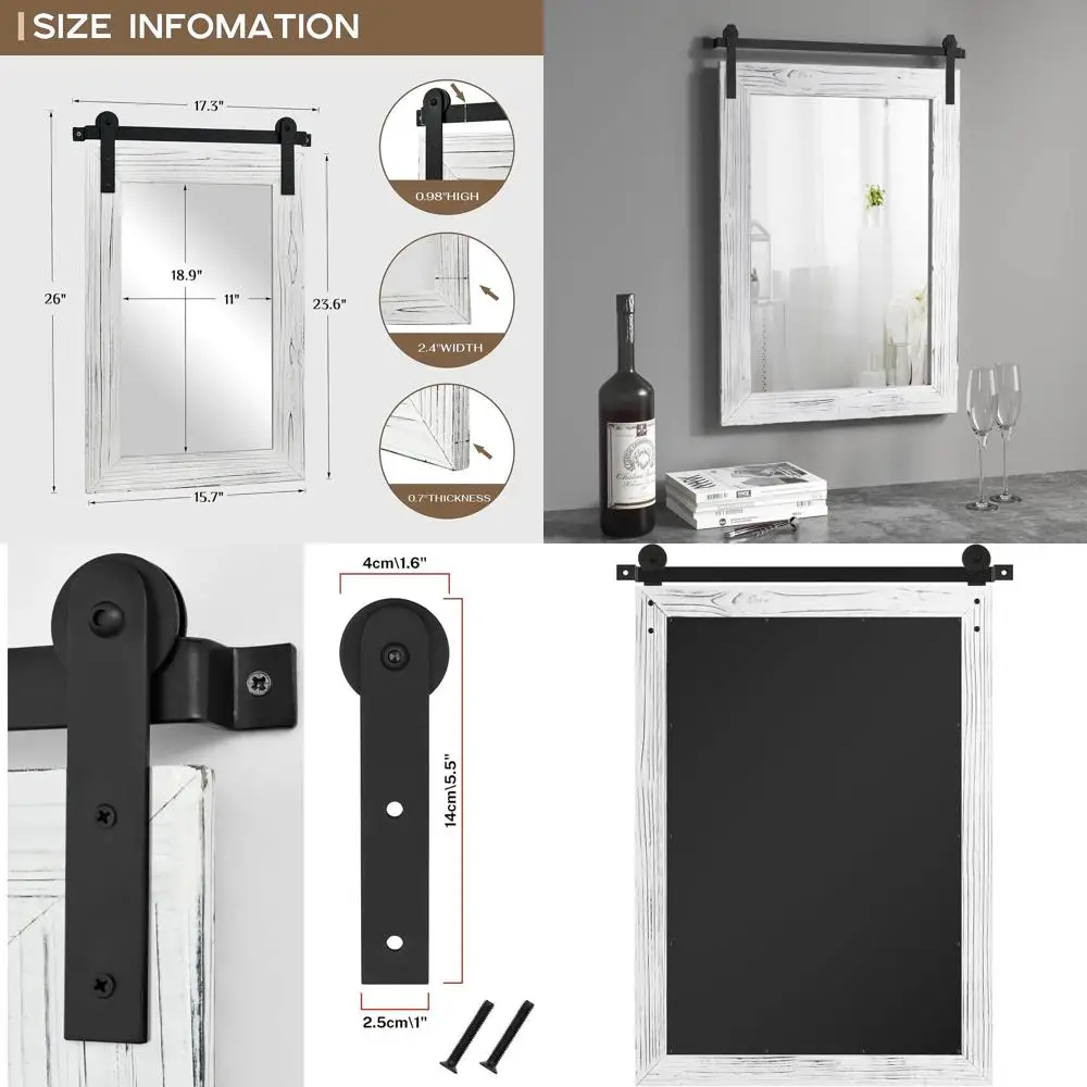 

Настенное зеркало в деревенском стиле 26 x 17 в белой рамке для домашнего декора — идеально подходит для ванной комнаты, гостиной и прихожей