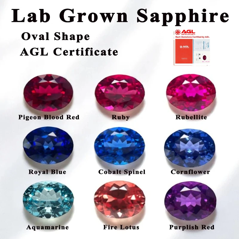 

Top Quality Lab Grown Sapphire Oval Shape for DIY Jewelry Making The Main Materials of Rings and Necklaces AGL Certificate