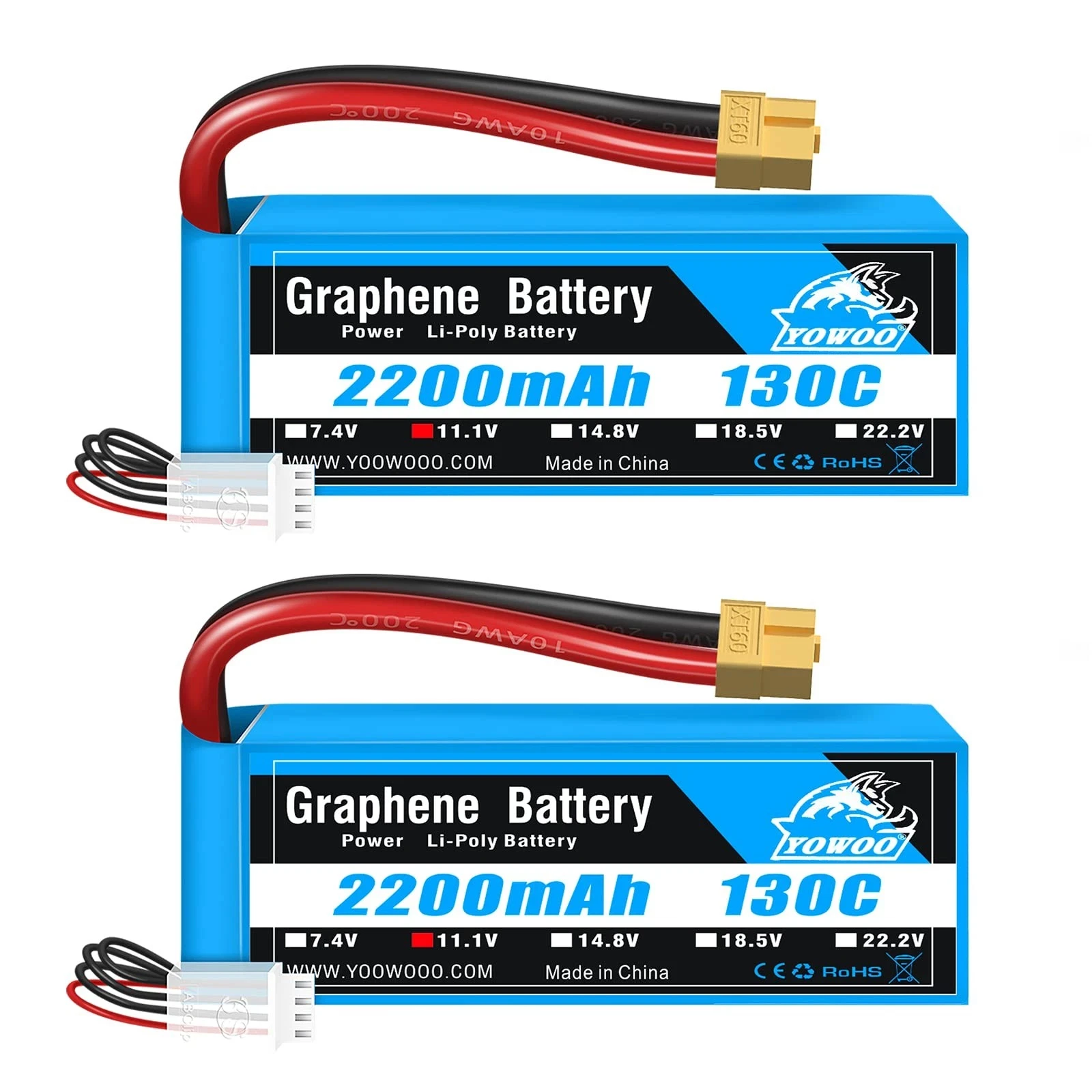 YOWOO graphène 2200 mah 2S 3S 4S 6S batterie Lipo 7.4 V 11.1 V 14.8 V 22.2 V XT60 130C RC avion voiture