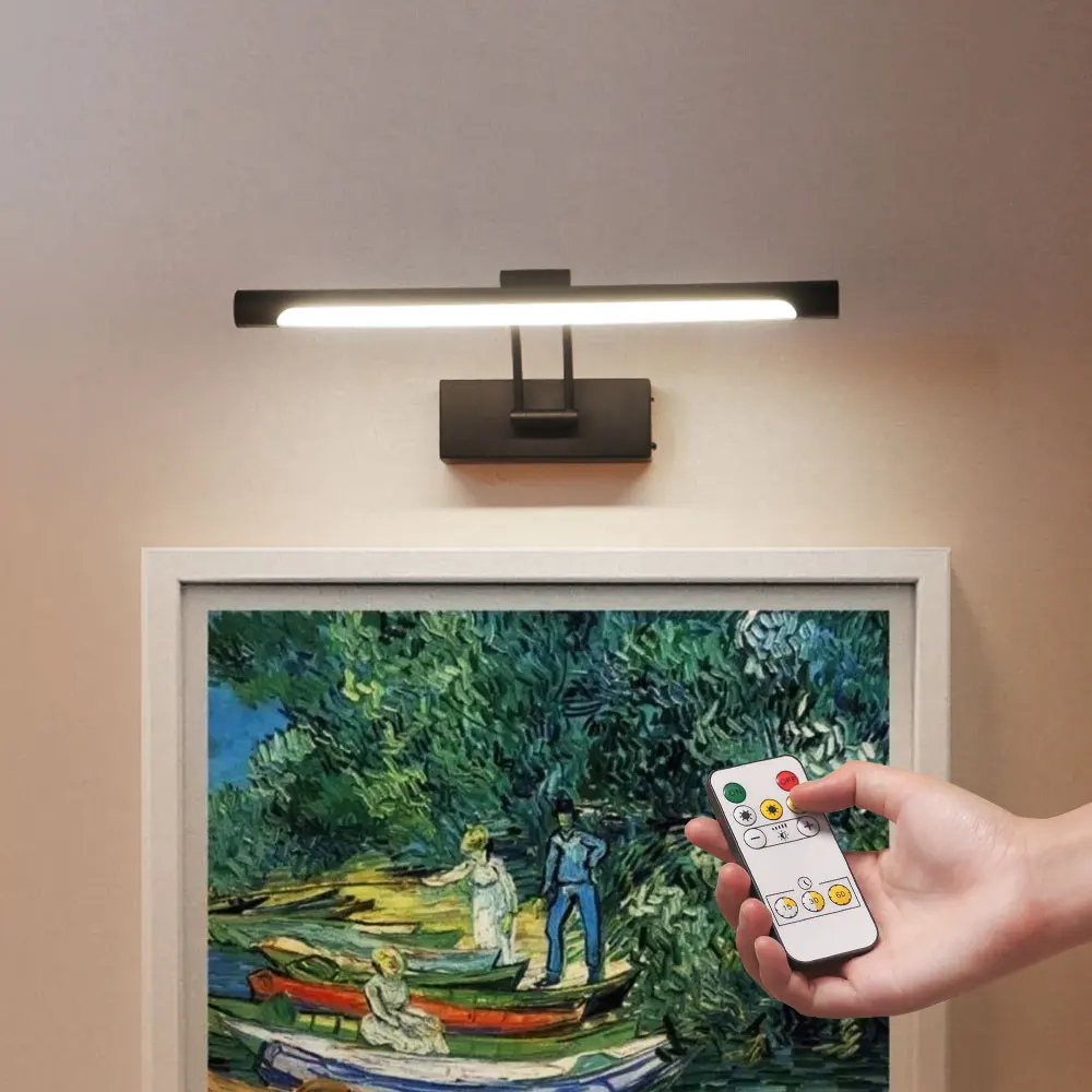 

Настенный светильник с изображением 4000 мАч, светодиодный беспроводной настенный светильник, трехцветный, с регулируемой яркостью, с дистанционным художественным дисплеем, перезаряжаемый на батарейках