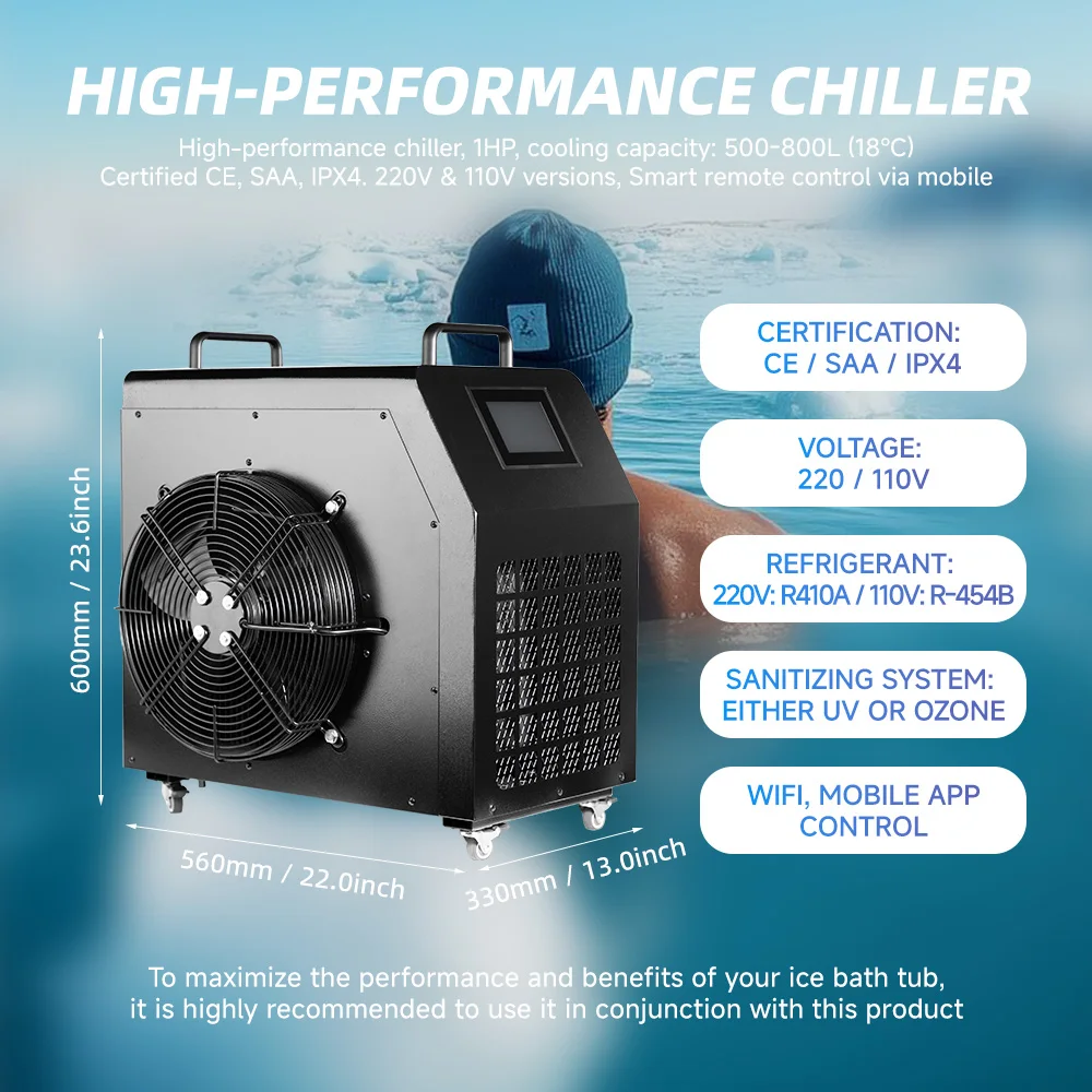 Modern Style 1 Person Round Ice Bath Pool Tub  Cold Plunge Pool with Cold Plunge Tub Chiller