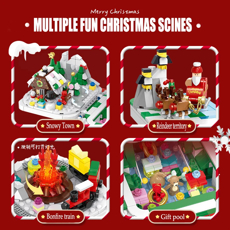 MOC Ideas Kerstverrassingsdoos Modelbouwstenen Sets - Muziek, verlichting, wenskaartdecoratie Speelgoed Kerstcadeaus voor kinderen