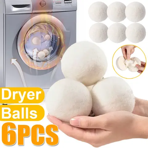 Household Essential Wool Laundry Dryer Balls Reusable Fabric Softener Alternative Wrinkle Reducer Perfect Gift for Home Washing