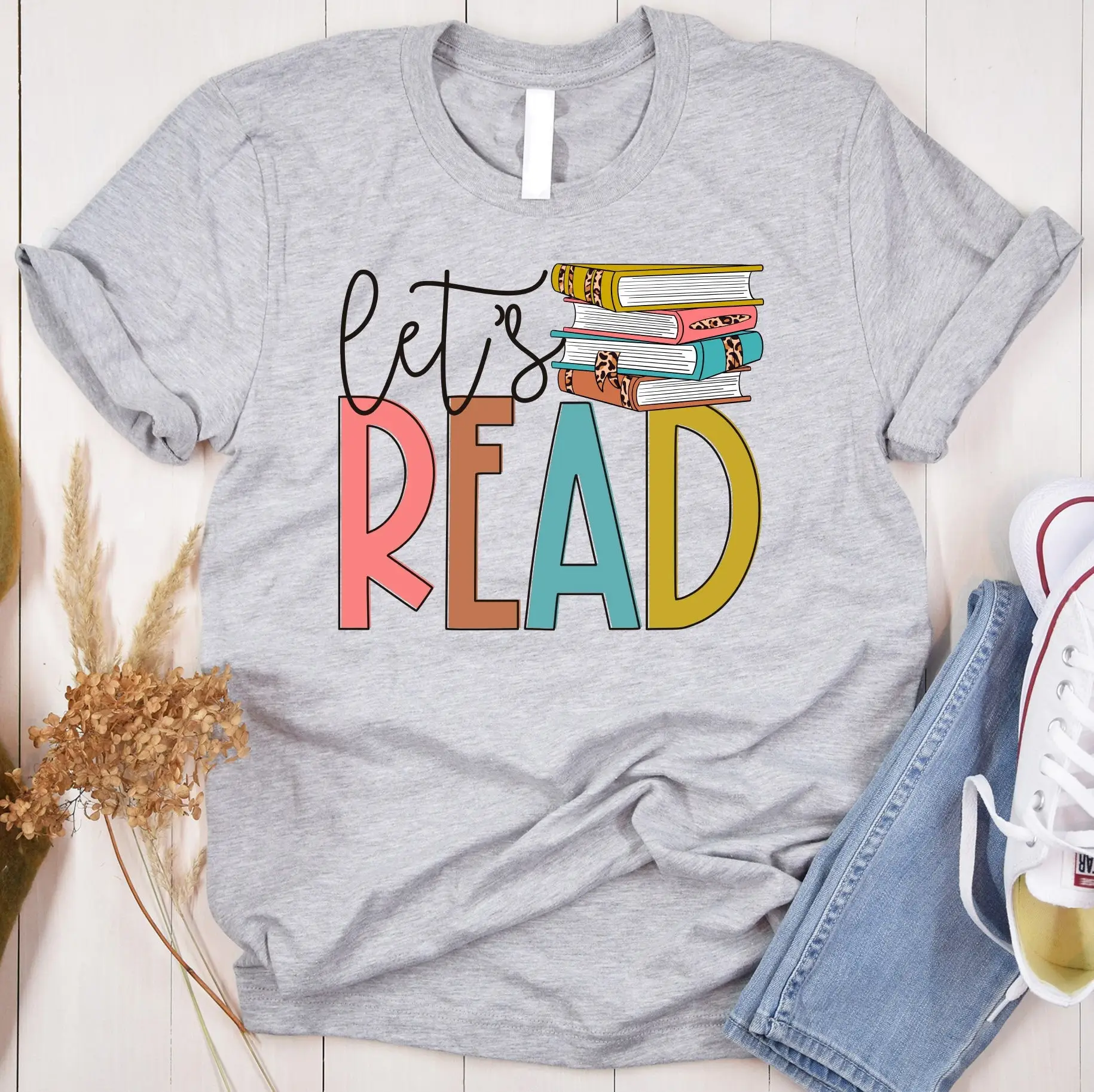 Let's Read T Shirt Book Lover Librarian Teacher Bookworm Reading Summer Nature