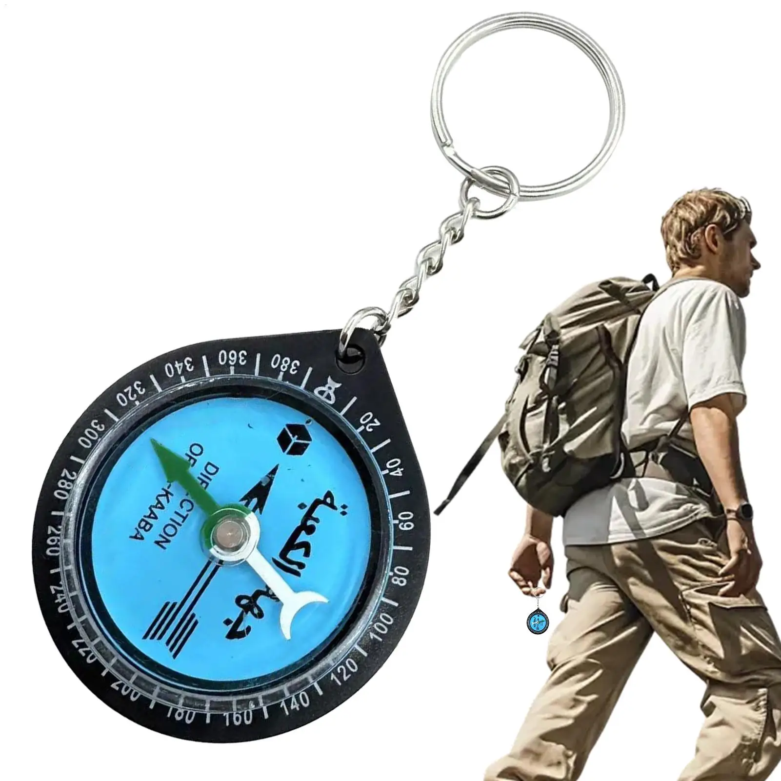 Prayer  Compass Outdoor Guide Navigation Keychain Ornament Backpacking Anti-lost Guiding Tool  for Family Friends camping hiking