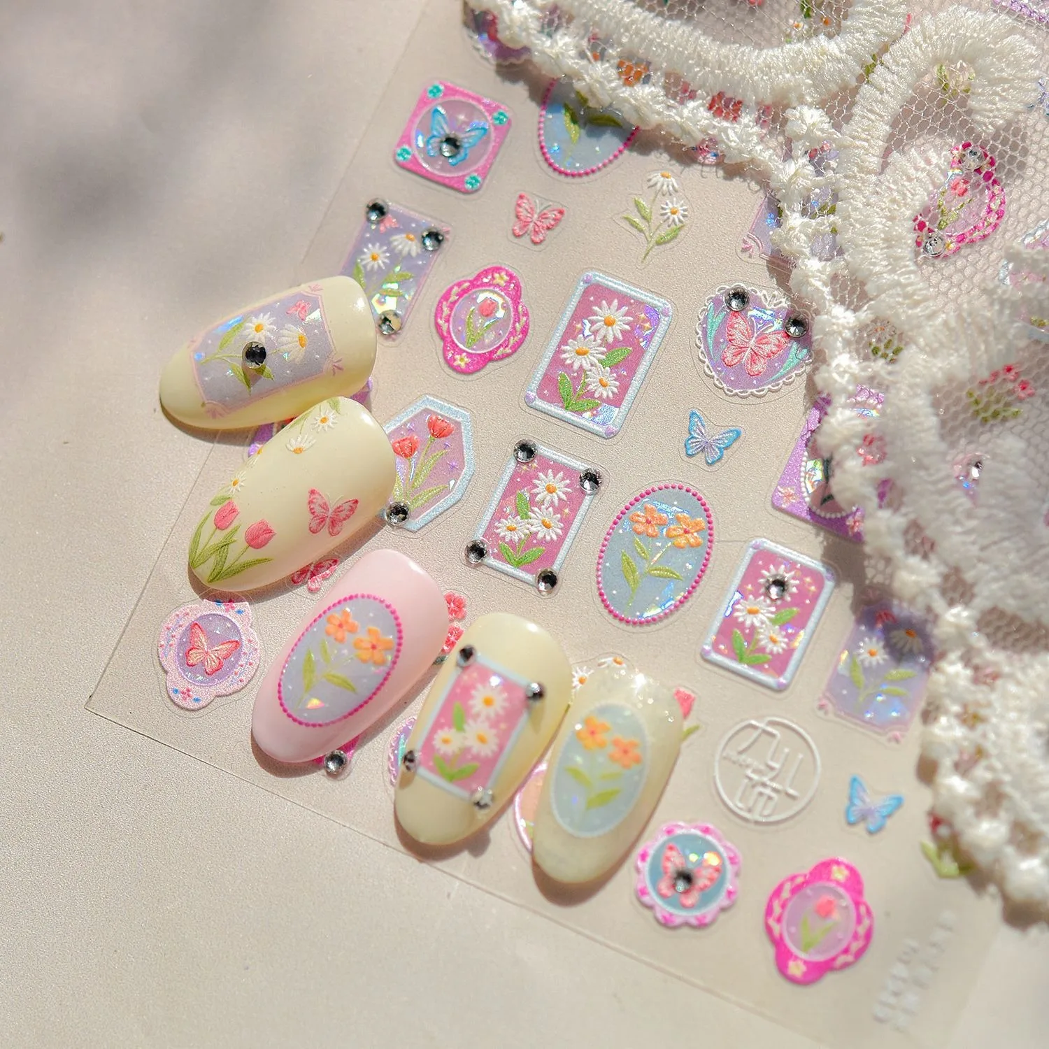 

5D Flower Frame Nail Stickers Nail Art Supplies Rose Sunflowers Chrysanthemum Stickers For Nails New Nail Art Jewelry