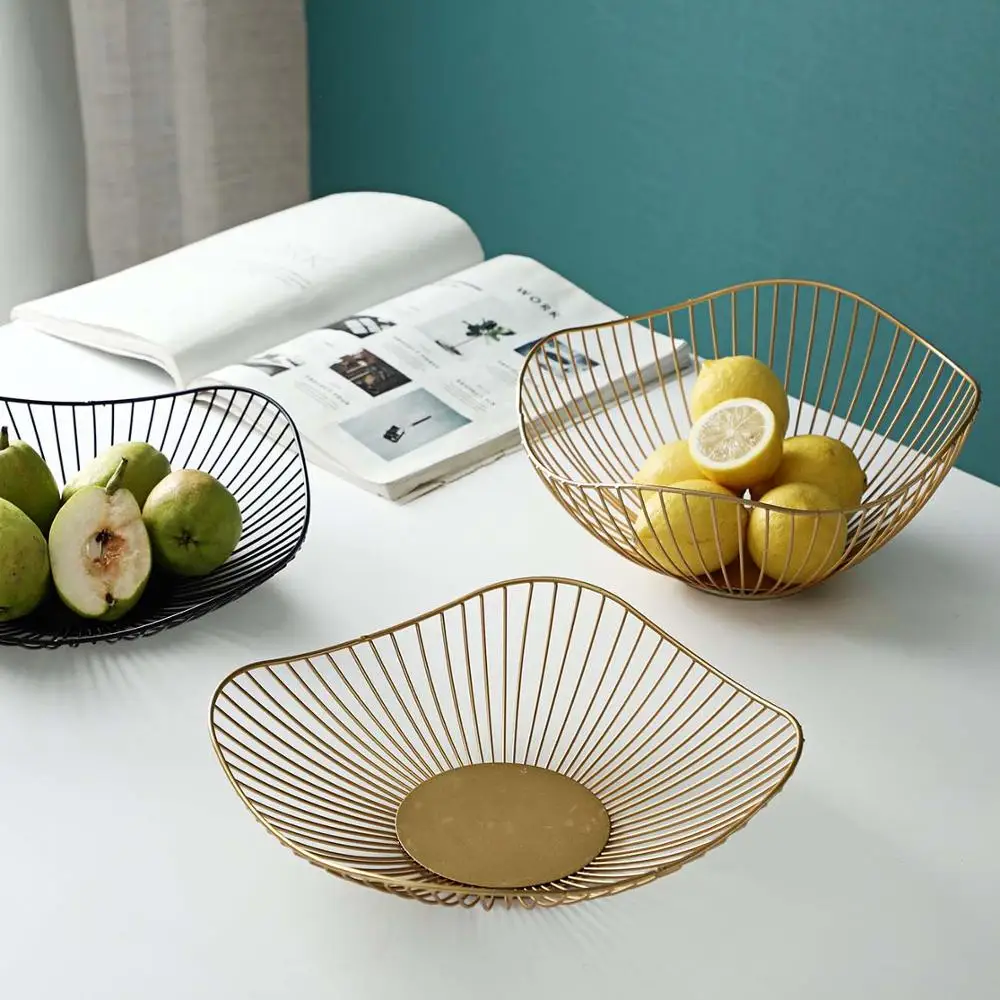 

Wrought Iron Fruit Tray, Hollow Drain Storage Basket, Modern and Simple, Snack Bowl, Home and Living Room