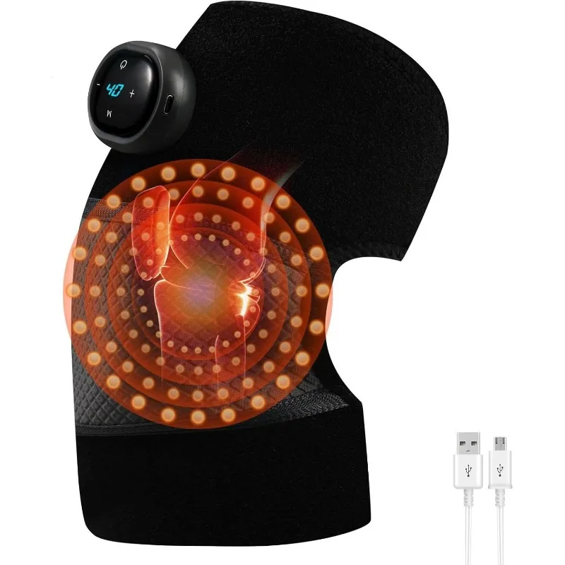 

1Pcs Heated Knee Massager 3 Gears Adjustable Temperature Vibration Massage Wireless Rechargeable Heated Knee Pads Hot Massager