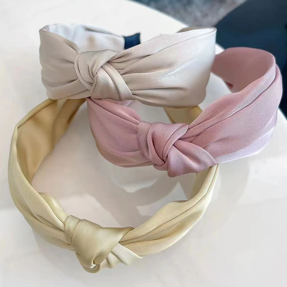 

Fashion Simple Thick Fabric Solid Color Knotted Hairband Women's Girls Head Band Hair Hoop Hair Accessories Makeup Wide Headwear