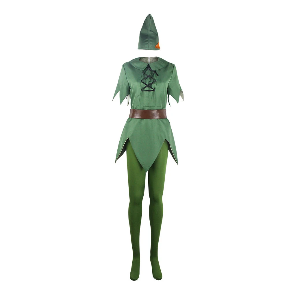 Green Elf Cosplay Fantasy Cartoon Peter Cosplay Pan Costume Set Halloween Carnival Suit For Disguise Ladies Women Men Adult