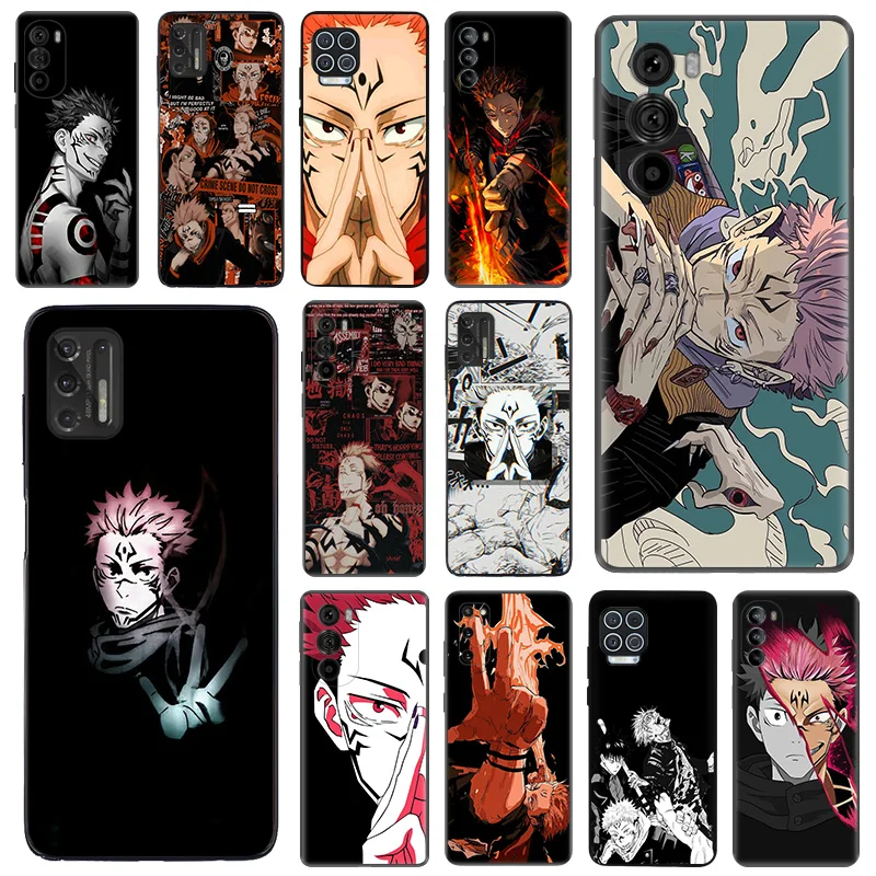 Black Matte Phone Case for Motorola Moto G50 G73 G53 G72 G52 G30 G31 G60 G71 G22 G9 G60S Jujutsu Kaisen Ryomen Sukuna Soft Cover