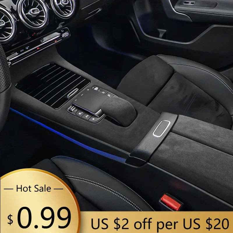 

Steering Covers Alcantrara Overlay Car Interiors Central Panel Armrest Lid Gear Knob Cover For Mercedes Benz A-Class W177 CLA