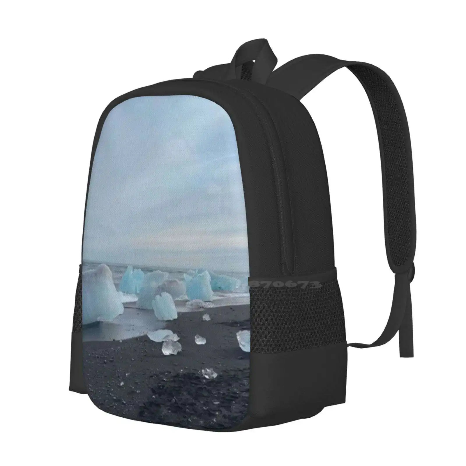 Aesthetic Ice Pattern Design Bag Student'S Backpack Ice Cold Breeze Antarctica Live Calm Aesthetic Windy Camera