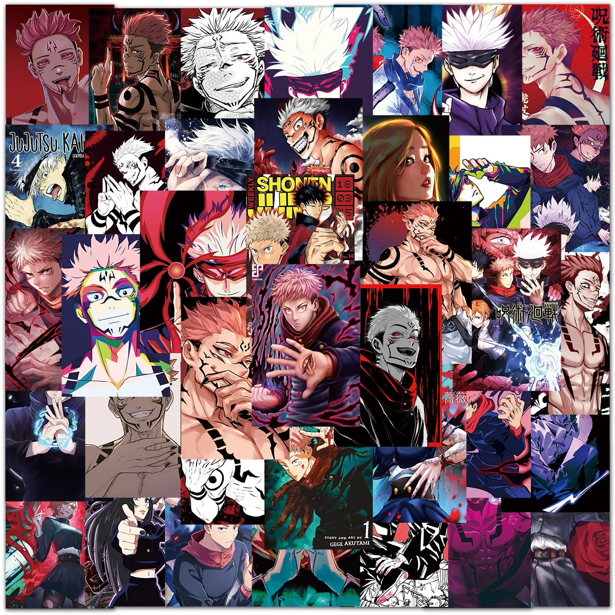 50pcs Anime Jujutsu Kaise Poster Stickers Pack Cute Anime Stickers Laptop Skin Waterproof Phone Case Kawaii Packaging Stationery