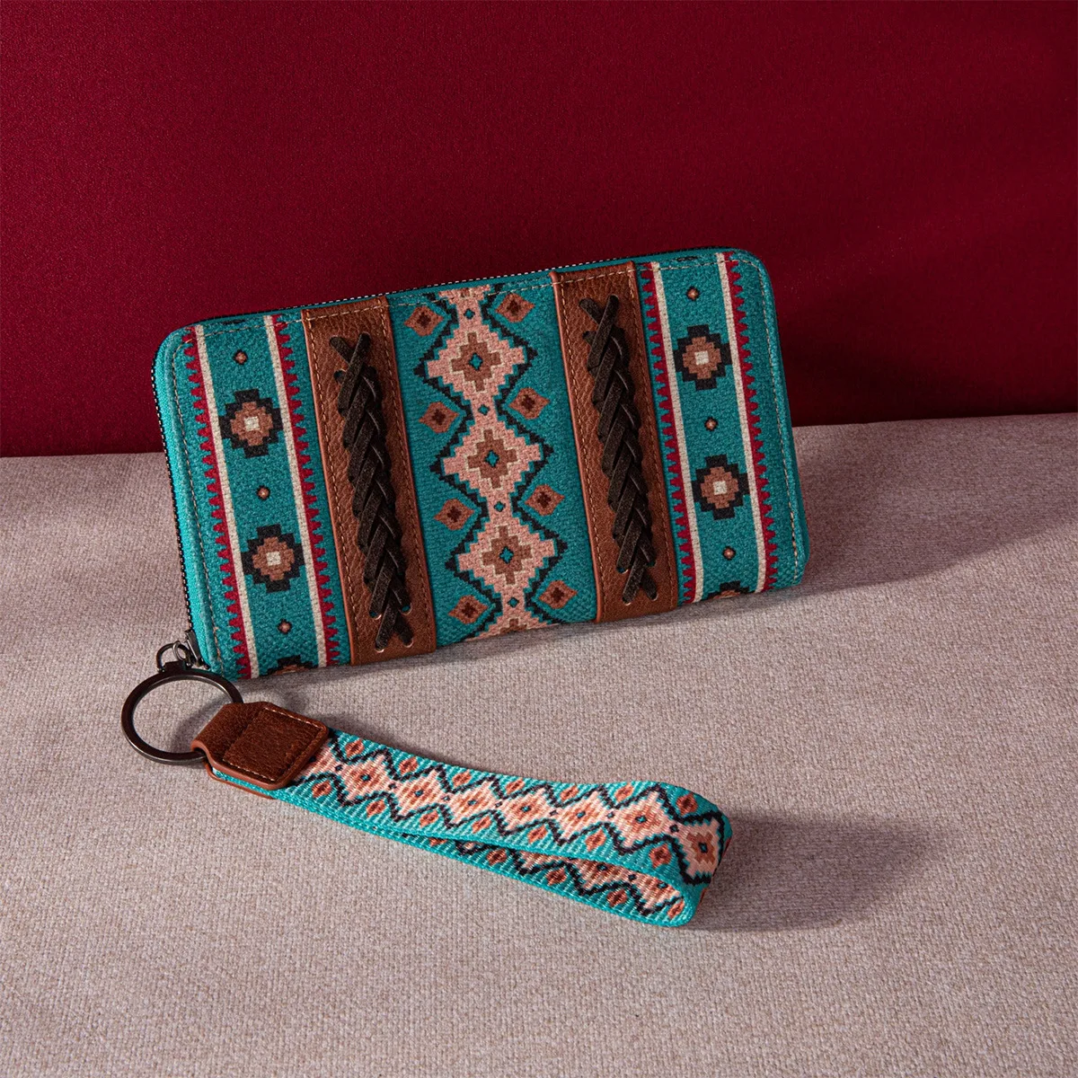 

Bohemian Women Envelope Wallet Purse Casual Wristlet Zipper Canvas Lightweight Coin Bags Designer Wedding Party Evening Handbag