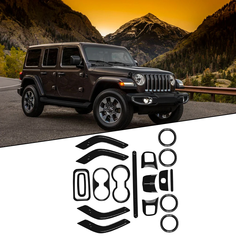 

18 шт. набор отделки салона автомобиля для Jeep For Wrangler JK 11-17 ABS Простая установка Высокое качество ABS внутренний Декор