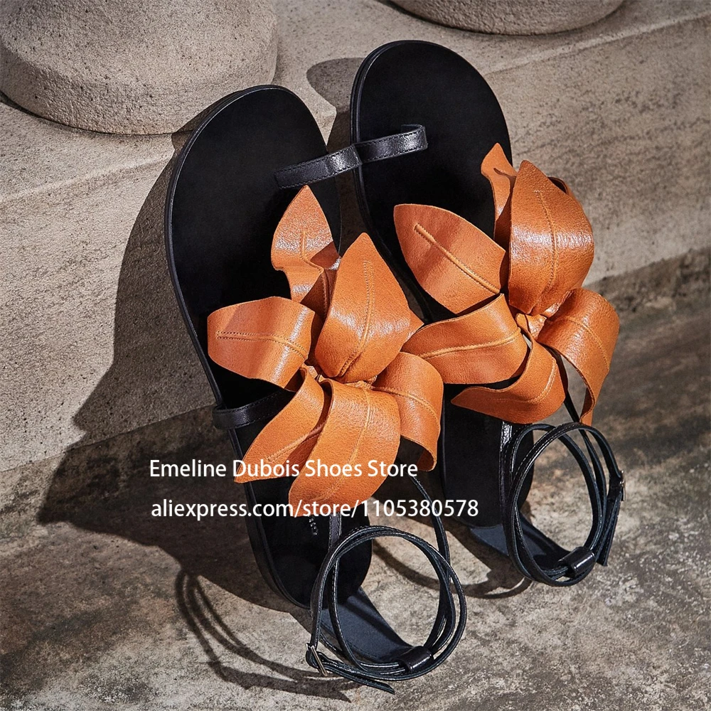 

Faux Leather Floral Accent High Heels Sandals Open Round Toe Ankle Strap Ladies Summer Stilettos Evening Party Multicolor 11cm