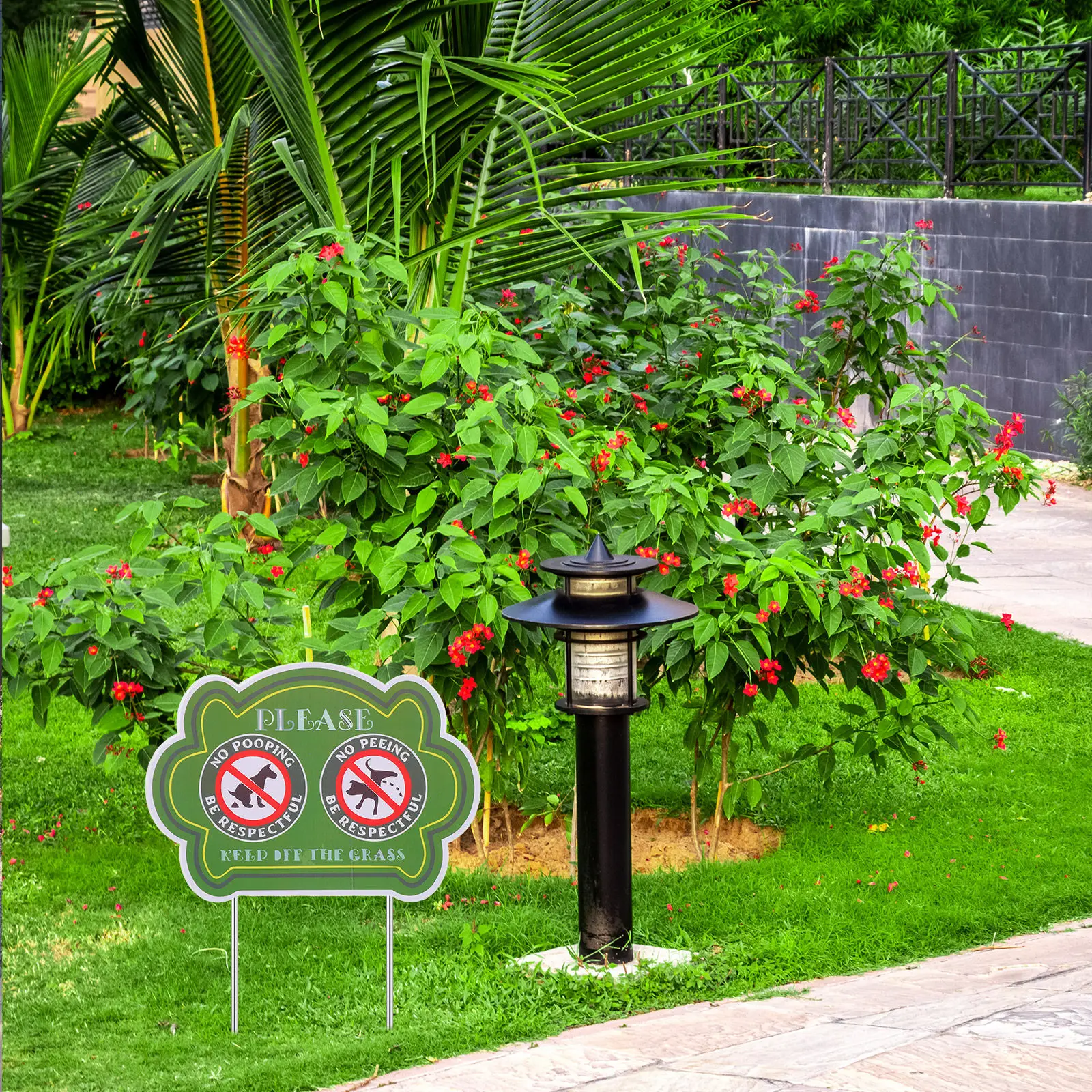 No Dog Allowed Poop Sign Waste Signs Pooping and Peeing Lawn for Yard Warning Front Keep off Dogs Garden Animal