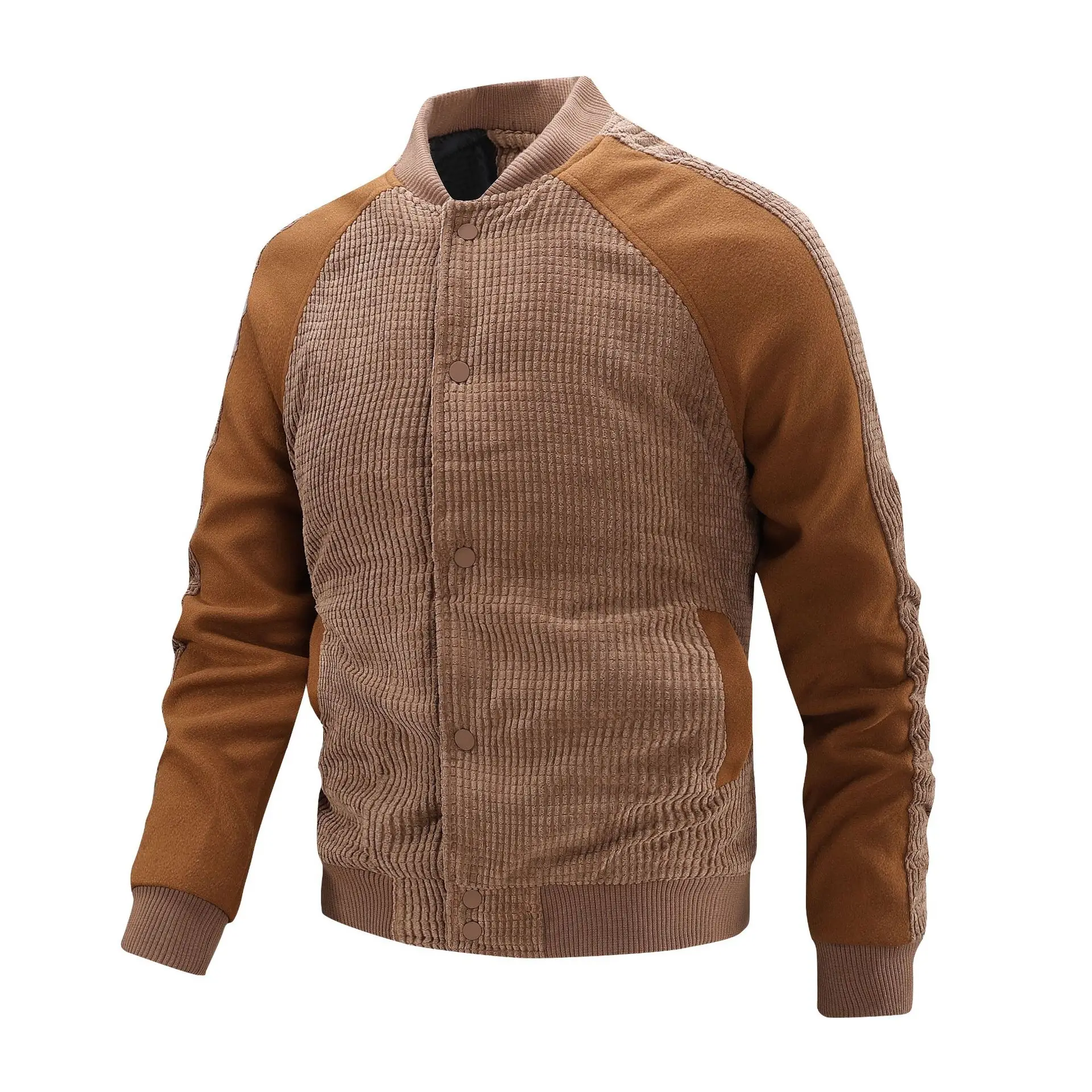 New autumn and winter men's cotton-padded and thickened corduroy and tweed sleeve flight jacket for men, warm and casual