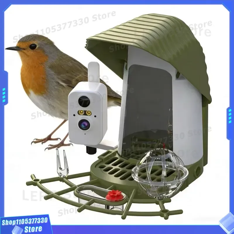 Solar Powered Bird Feeder with Camera Two Way Audio Waterproof Hanging Design Anti Squirrel Protection for Garden Wildlife