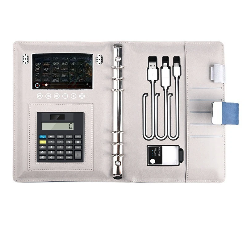 

Multifunctional a5 notepad, business gift set with U disk fingerprint lock, wireless charging notebook