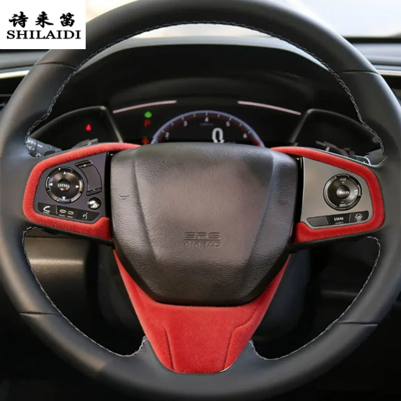 

Suede leather Car Wrapping ABS For For Honda Civic 10th 11th 2022-2025 steering wheel frame door pull Armrest Gear Cover Sticker