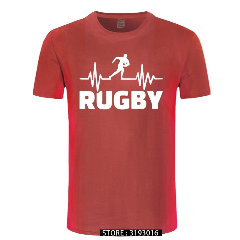 Heartbeat Of Rugbying T-shirts Men Summer Fashion Short Sleeve T Shirt Cotton Funny Printed Tops Sporting Mens Tee