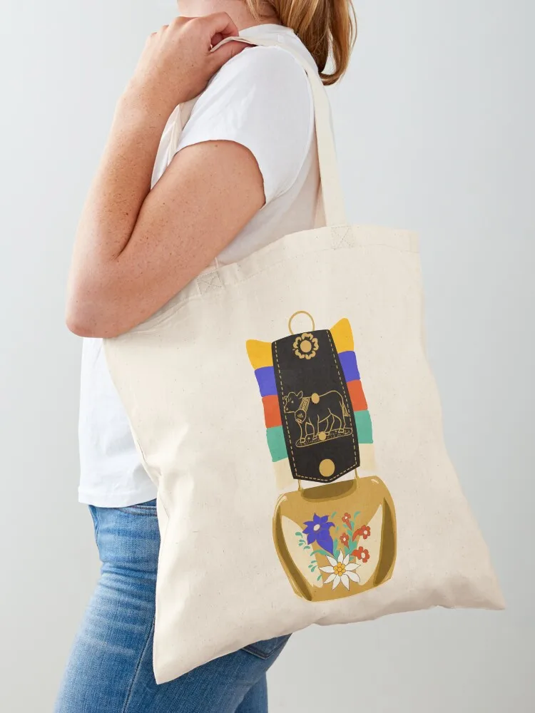 

Swiss cowbell Tote Bag shopping bag Women's beach bags canvas tote bag custom fabric