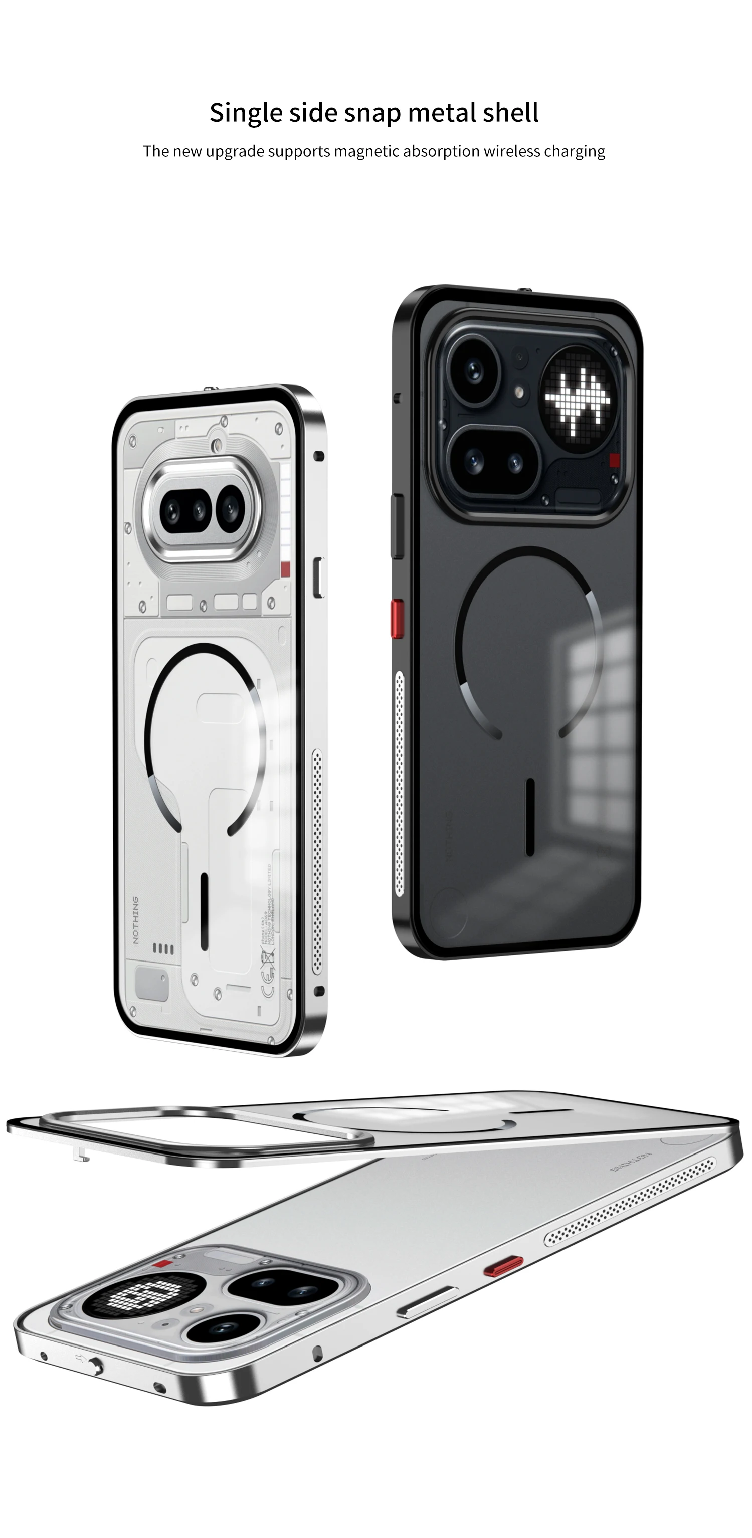 Für Nothing Phone 4a Pro 4apro: Mattierte Handyhülle mit magnetischem Metallrahmen, abnehmbar, für Magsafe, Aluminiumlegierungs-Schutzhülle. – Detail 1