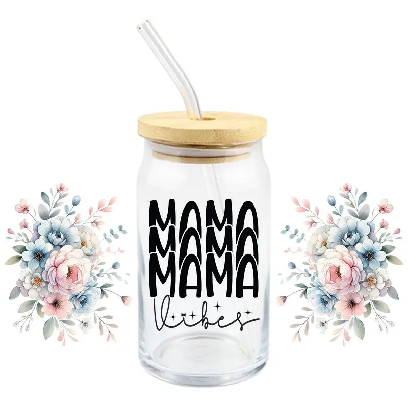 Mother\'s Day UV DTF Wrap Transfer Stickers Cartoon Cute Design Waterproof Wrap For Bottles Cups Mugs Decal