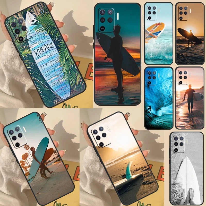 Surf Surfboard Case For OPPO A57S A54 S A16 A76 A96 A5 A9 A31 A53 A15 A52 A72 A91 A74 A94 A17 A57 A77 Cover