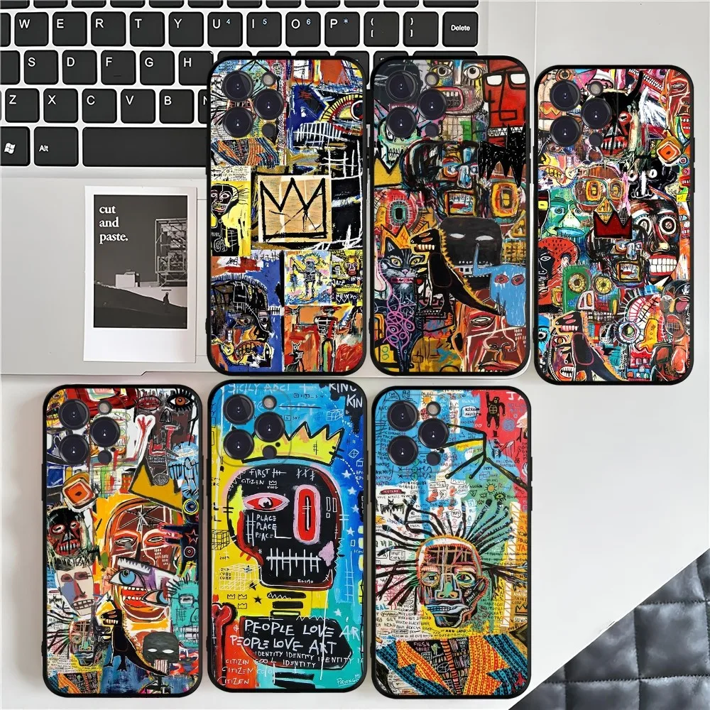 B-Basquiats Art Phone Case For iPhone 15 14 11 12 13 Mini Pro XS Max Cover 6 7 8 Plus X XR SE 2020 Funda Shell