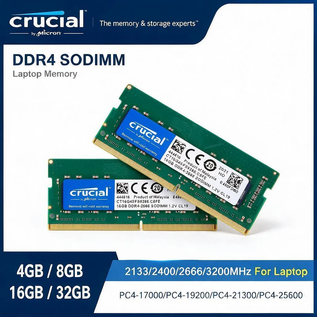 Crucial NEW DDR4 RAM 16GB 32GB 4GB 8GB 3200MHz 2400 2666MHz Laptop Memory SODIMM PC4-25600 21300 19200 17000 For Intel&AMD