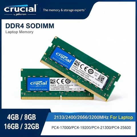 Crucial NEW DDR4 RAM 16GB 32GB 4GB 8GB 3200MHz 2400 2666MHz Laptop Memory SODIMM PC4-25600 21300 19200 17000 For Intel&AMD
