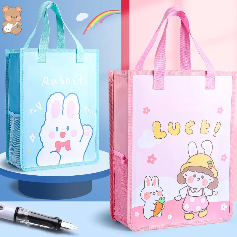 

Cartoon Canvas Handbag carrying book bag extracurricular tutoring handbag one shoulder tutorial bag cute student tutorial bag