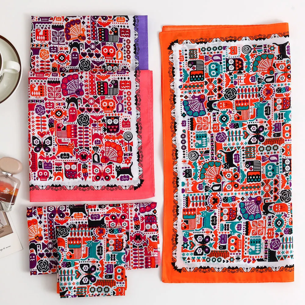 Pañuelo fino suave y cómodo de algodón puro para mujer, toalla de mano portátil con estampado nostálgico antigua, 43cm, 3/6 Uds.