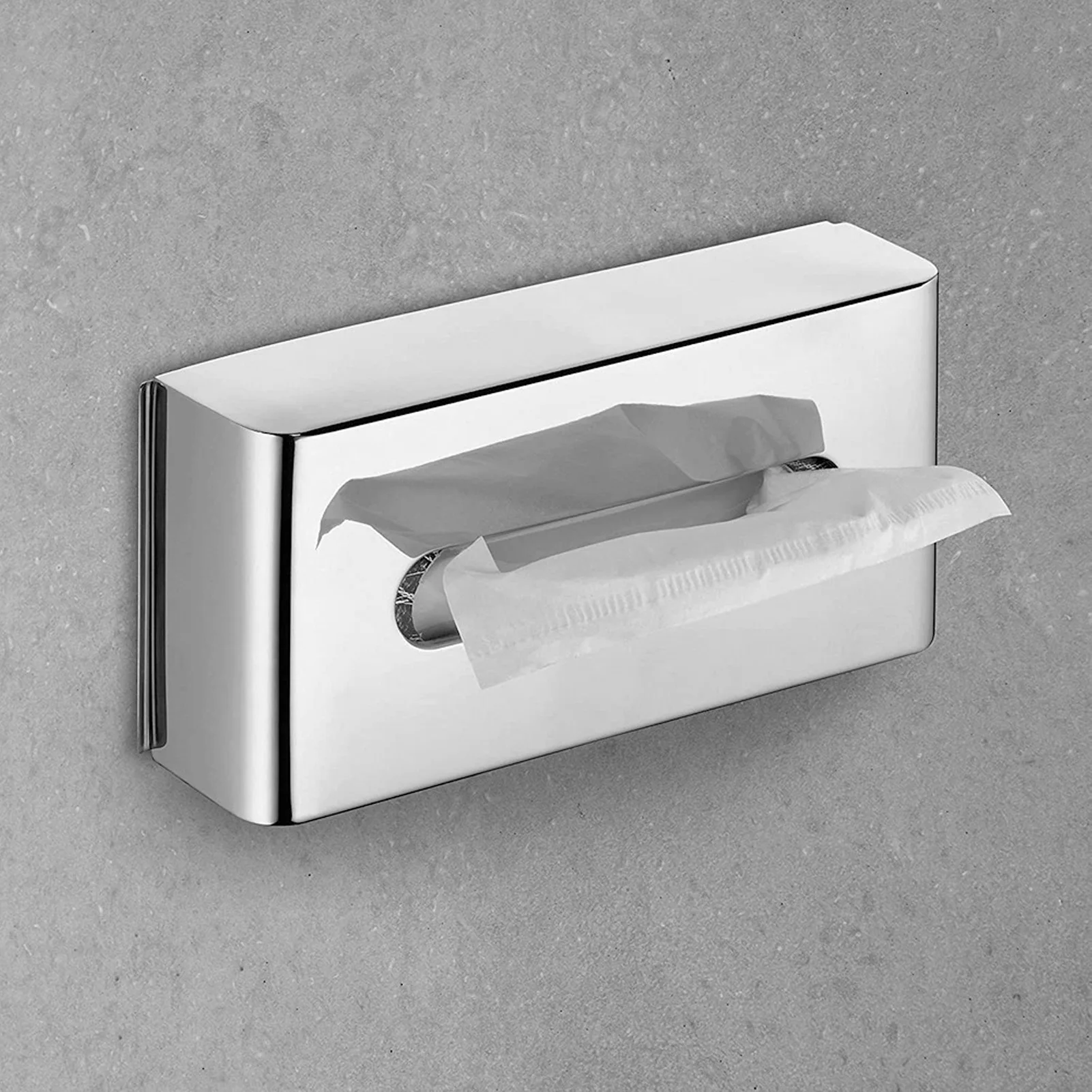 

ZK20Wall Mounted Tissue Box 304 Stainless Steel Rectangle Scratch Resistance Tissue Box Holder for Home