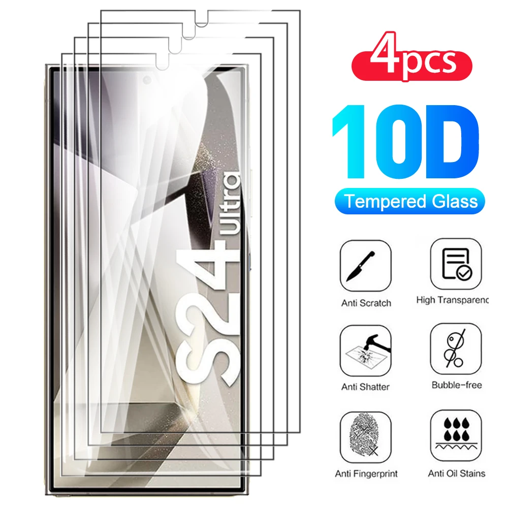 เคสกระจกนิรภัย4ชิ้นสำหรับ Samsung Galaxy S24 ultra S 24, เคสป้องกันหน้าจอ S24Ultra ซัมซุง ultra sumsung