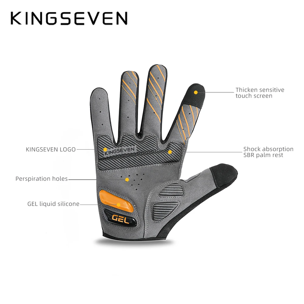 Kingseven Full Finger Bike Gloves Men Mtb Shockproof Breathable Bicycle Gloves Cycling Touch Screen Women Motorcycle Gloves