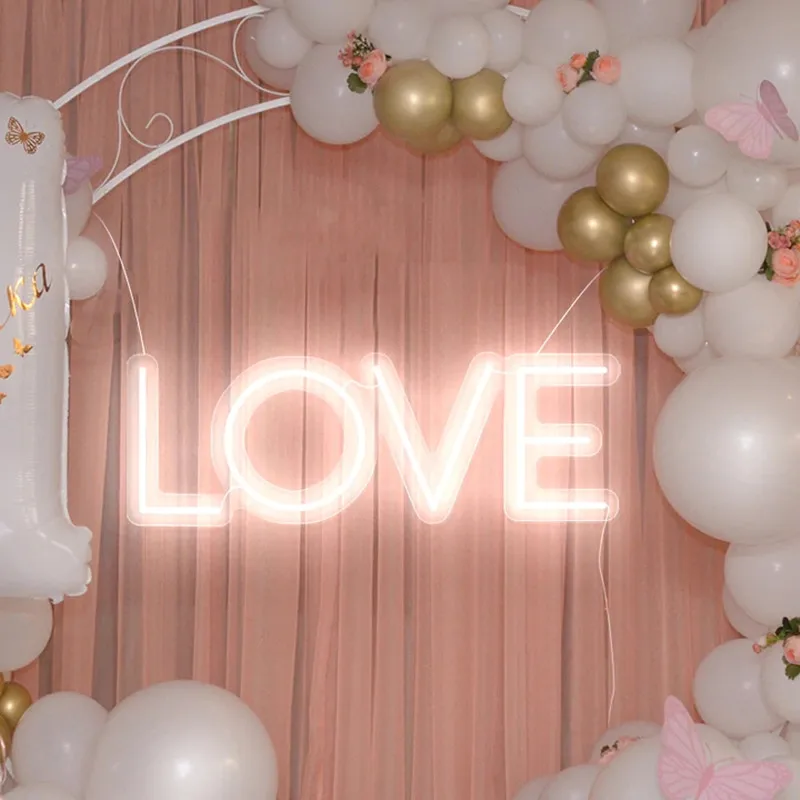 Letrero de amor personalizado de arte neón, propuesta de boda, dormitorio, fiesta, LED, Día de San Valentín, interfaz USB acrílica, decoración de pared para habitación, regalo de luz