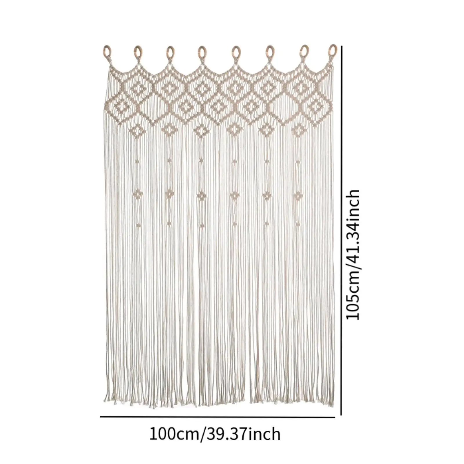Boho Macrame Curtain Cotton Textile Wall Decor Embroidered Panel for Living Room Bedroom Homestay