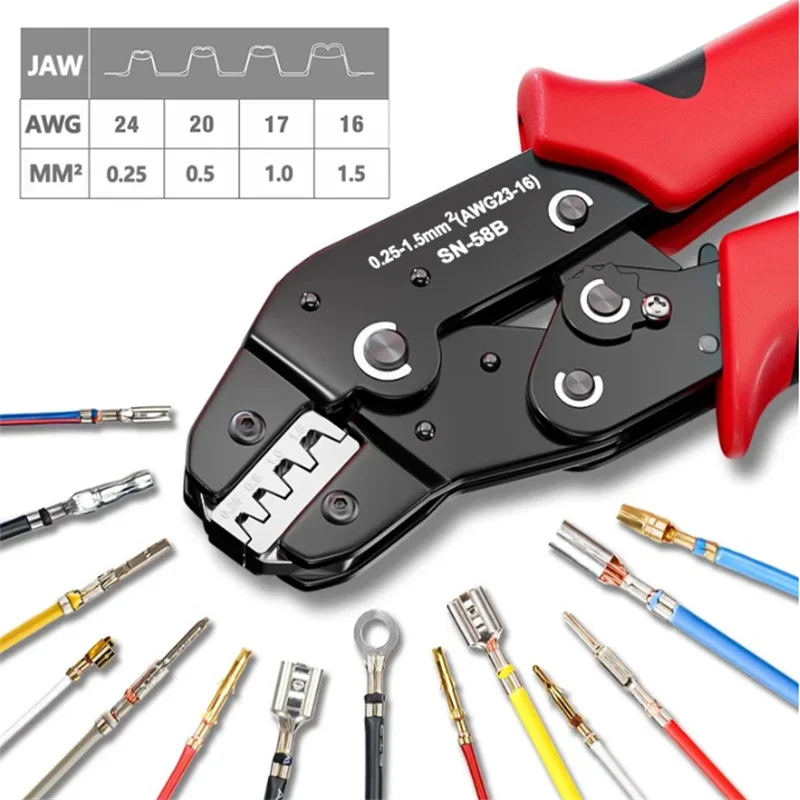 Ratcheting Crimping Tool Set For Dupont JST MOLEX Open Barrel,Dupont Molex JST TE Terminals & EPC PCIE SATA Pins SN-58B