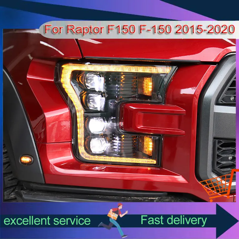 Car Lights For Ford Raptor F150 F-150 2015-2020 US Version Headlights Assembly Refit LED Lens DRL Front Lamps Auto Accessories