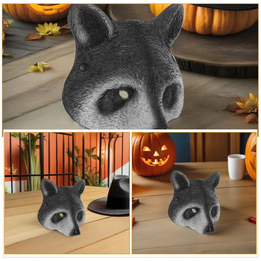 2 pièces masque de Costume de raton laveur 3D réaliste en mousse PU demi-visage Halloween carnaval Cosplay accessoire de fête masque chat enfant masques de carnaval