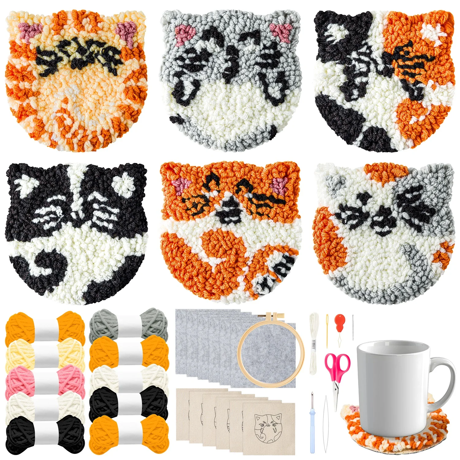 

22 шт., наборы подставок с иглой для рукоделия, подушечки для коврика с тафтингом и клейкой войлочной пряжкой, пяльцы для вышивания, инструмент для подарков на день рождения