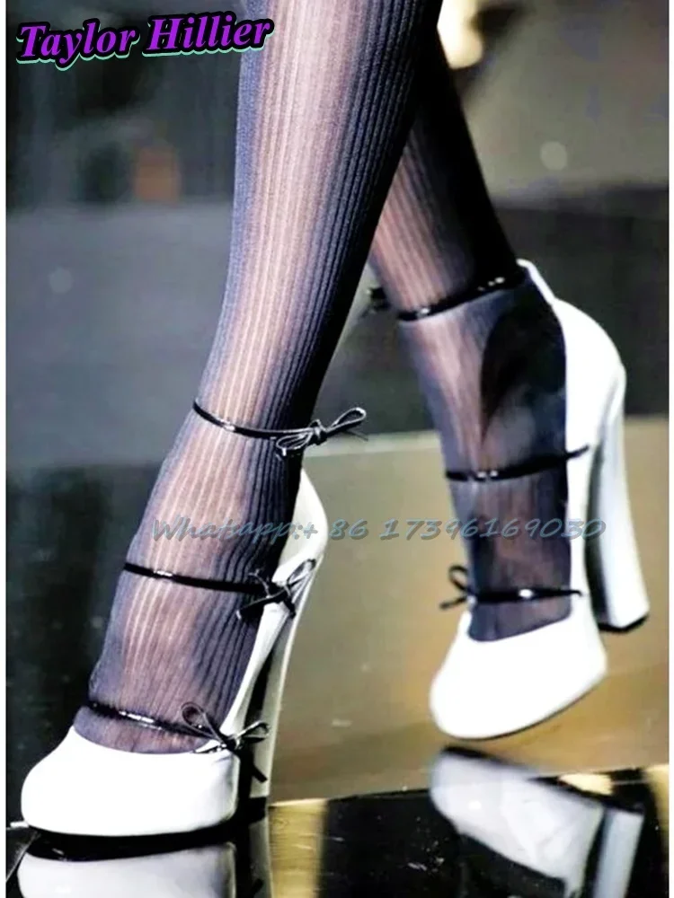 

Chic Butterfly-Knot Women Pumps Strappy Sandalias Round Toe Designer Heels Summer Dress Party Shoes Plus Size High Quality