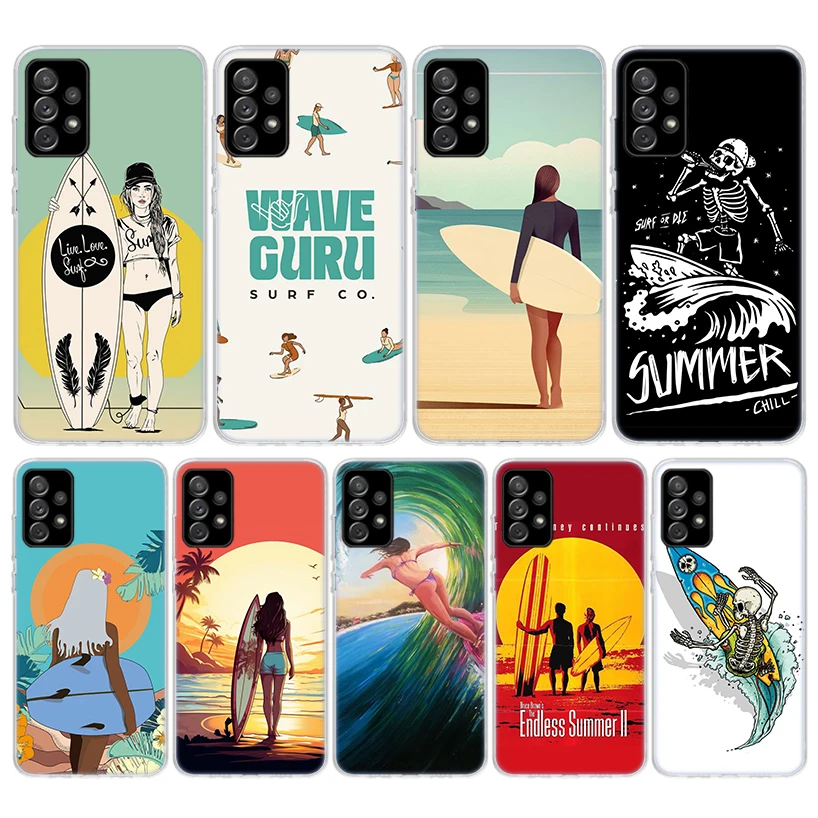 Surf Board Aesthetic Soft Phone Case For Samsung Galaxy A51 A50 A71 A70 A10 A20E A30 A40 A41 A31 A21S A11 A6 A7 A8 A9 Plus 2018