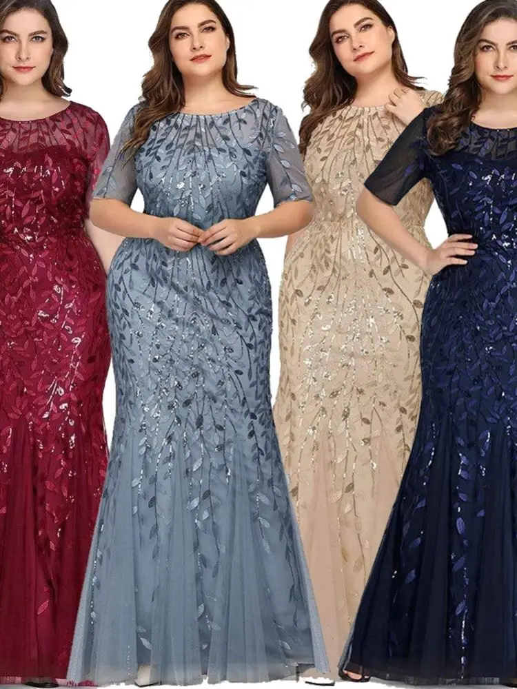 Abito da sera sexy taglie forti con perline e pizzo slim fit da donna Dr a vita alta Fi Tail Sle Wedding Dr