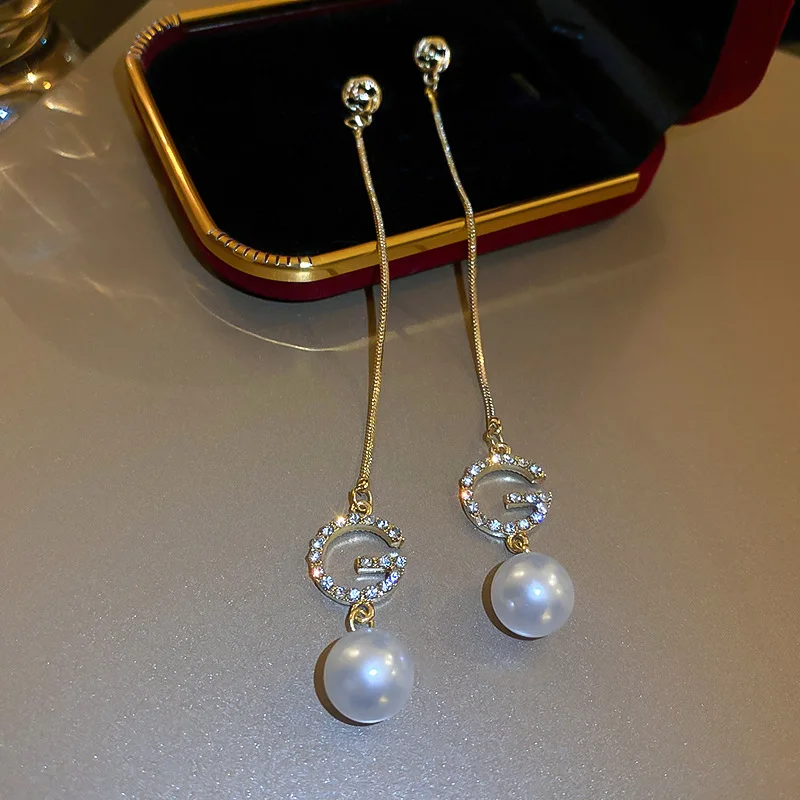 أقراط كلاسيكية بشراشيب طويلة للنساء ، أقراط أذن راقية ، فاخرة ، زركون كامل ، قلادة أذن ، مجوهرات بتصميم جذاب